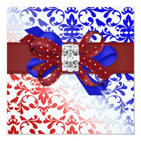 Elegant Fourth of July Invitation with Diamond Bow