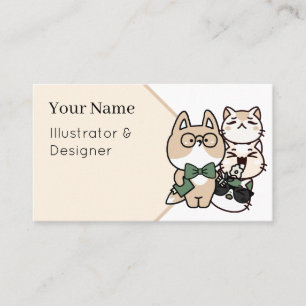 Elegant Fox with Metallic Arm and Eyeglasses Business Card
