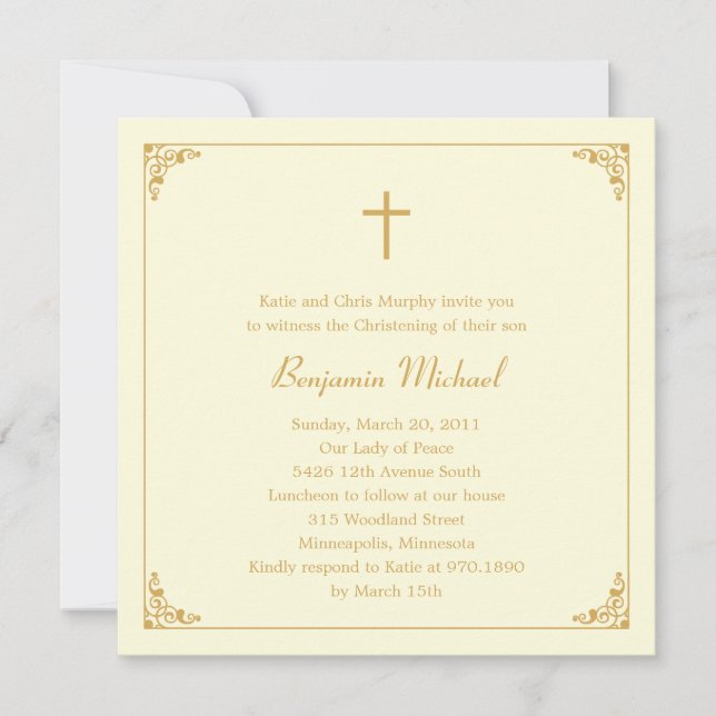Elegant Frame Baptism/Christening Invitation (Front)