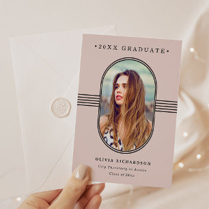 Elegant Frame   Blush Pink Photo Graduation Announcement