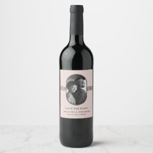 Elegant Frame   Blush Pink Photo Save the Date Wine Label