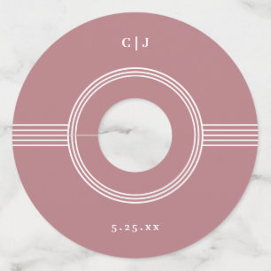 Elegant Frame Dusty Rose Monogram Wedding Wine Glass Tag