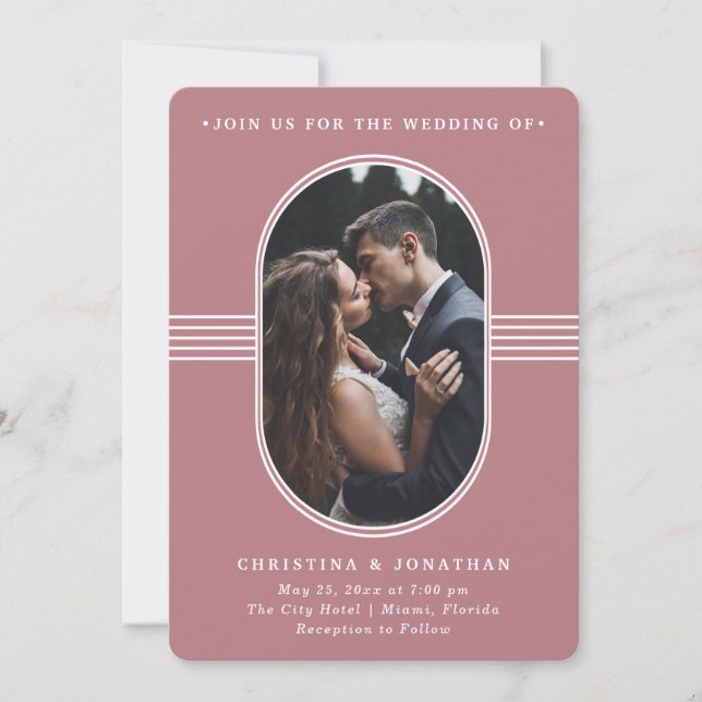 Elegant Frame | Dusty Rose Photo Wedding Invitation (Front)
