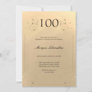 Elegant Frame Gold 100th Birthday Invitation