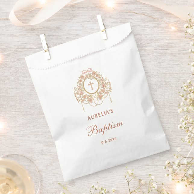 Elegant Frame Holy Cross Baptism Favour Bag (Clipped)