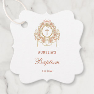 Elegant Frame Holy Cross Baptism Favour Tags