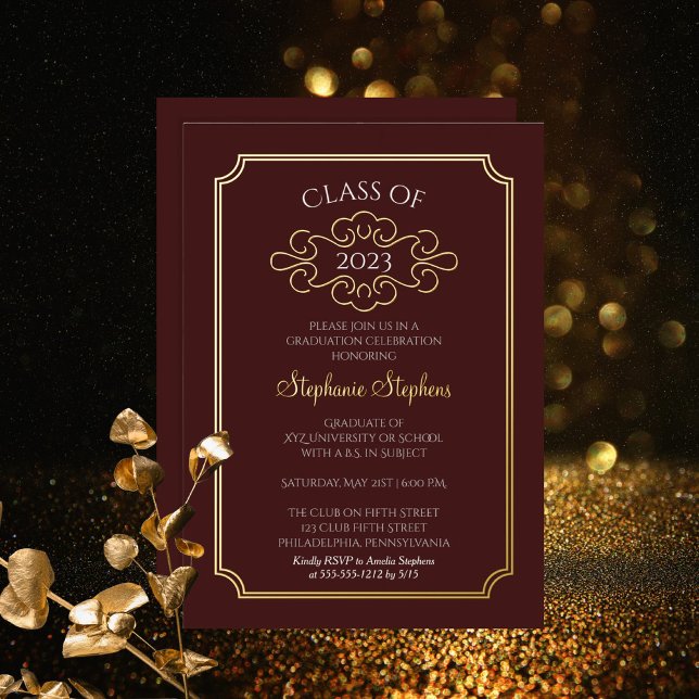 Elegant Frame Maroon College Graduation Party (Creator Uploaded)