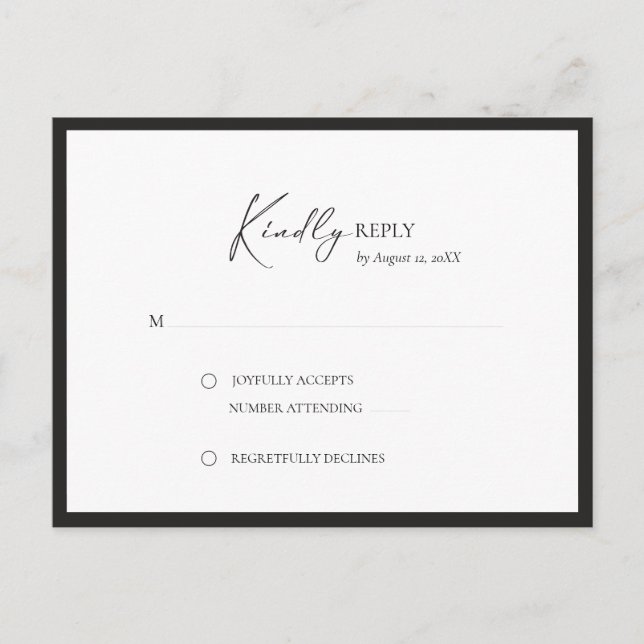 Elegant Frame Modern RSVP Announcement Postcard (Front)