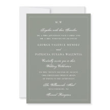 Elegant Frame Monogram Sage Grey White Wedding