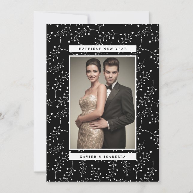 Elegant Frame New Year Photo Holiday Card (Front)