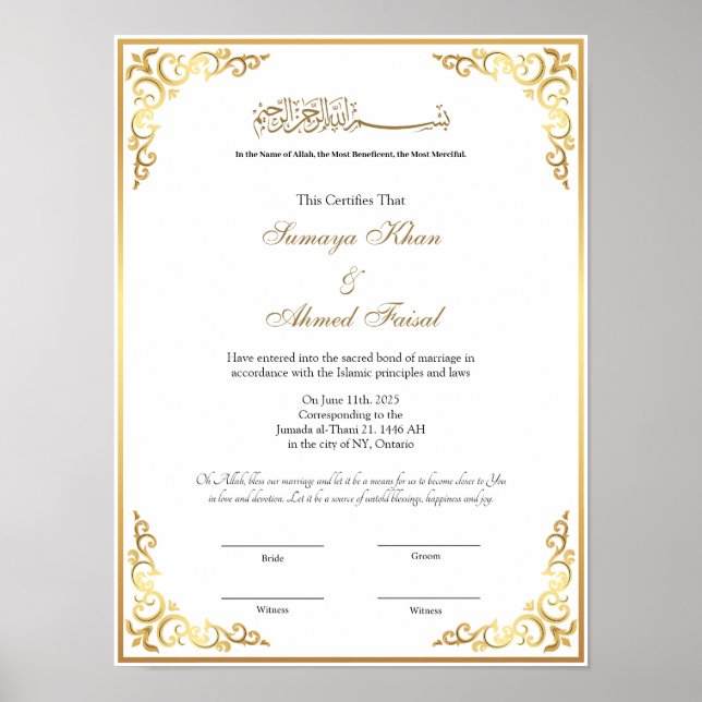 Elegant frame nikah contract poster (Front)
