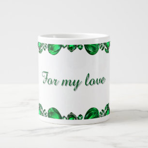 Elegant Frame of Polished Green Gemstones Large Coffee Mug