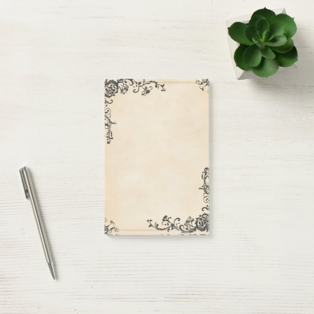 Elegant Frame Old Paper Post-it Notes (Office)