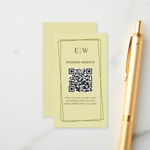 Elegant Frame on Celestial Yellow Monogram Wedding Enclosure Card