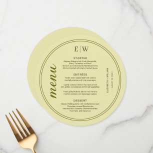 Elegant Frame on Celestial Yellow Monogram Wedding Menu