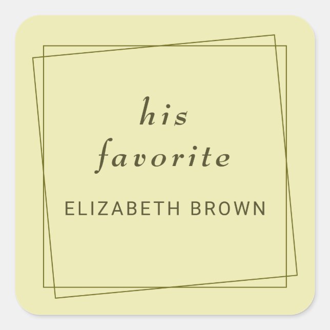 Elegant Frame on Celestial Yellow Monogram Wedding Square Sticker (Front)