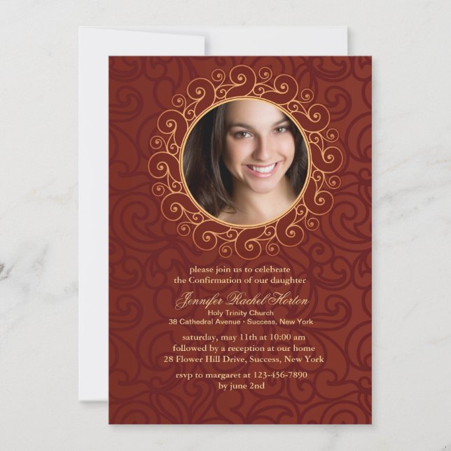 Elegant Frame Photo Confirmation Invitation (Front)