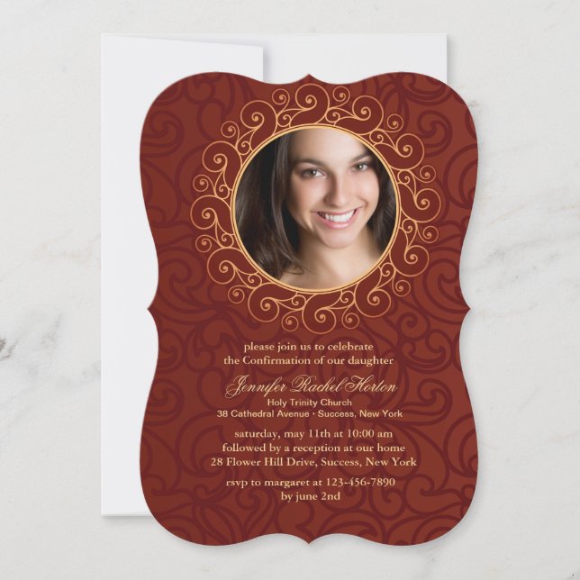 Elegant Frame Photo Confirmation Invitation (Front)