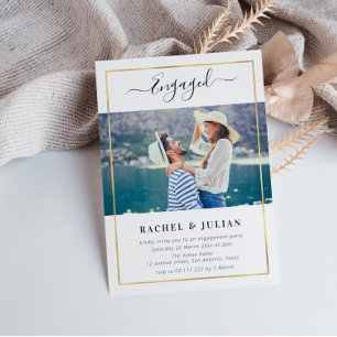 Elegant frame photo engagement party invitation