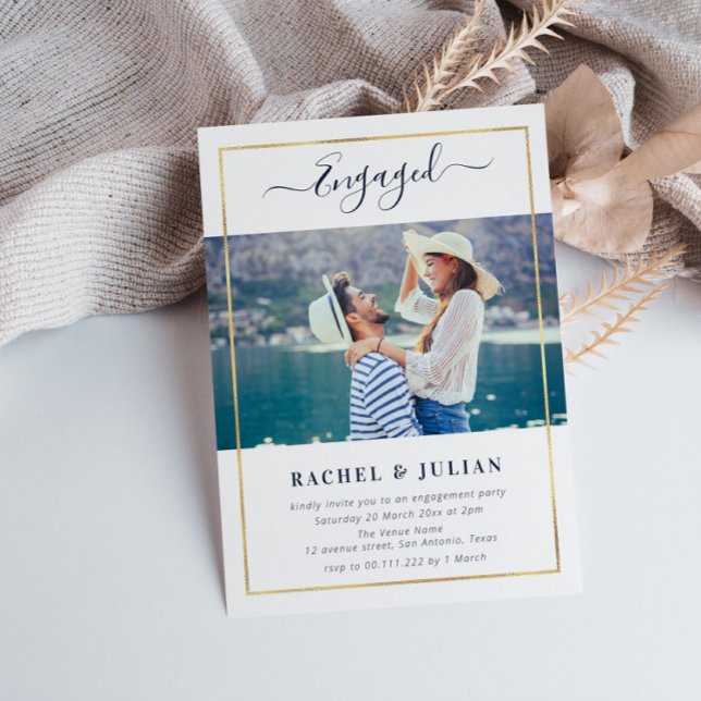 Elegant frame photo engagement party invitation (Creator Uploaded)