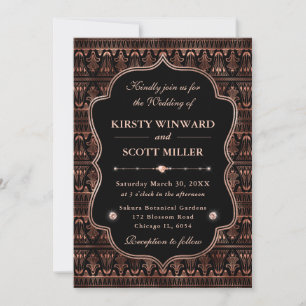 Elegant Frame Rose Gold Art Deco Wedding Invitation