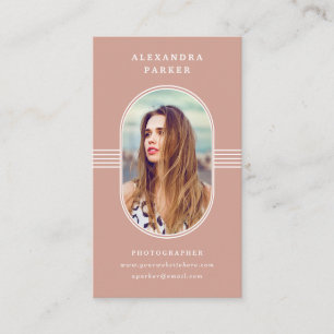 Elegant Frame Terracotta and White Photo Business Card