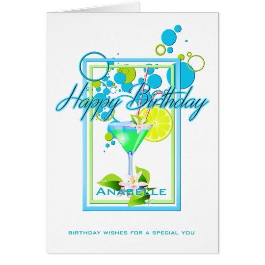 Elegant Frame Vivid Colours Birthday Cocktail Card
