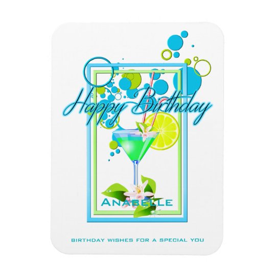 Elegant Frame Vivid Colours Birthday Cocktail Magnet
