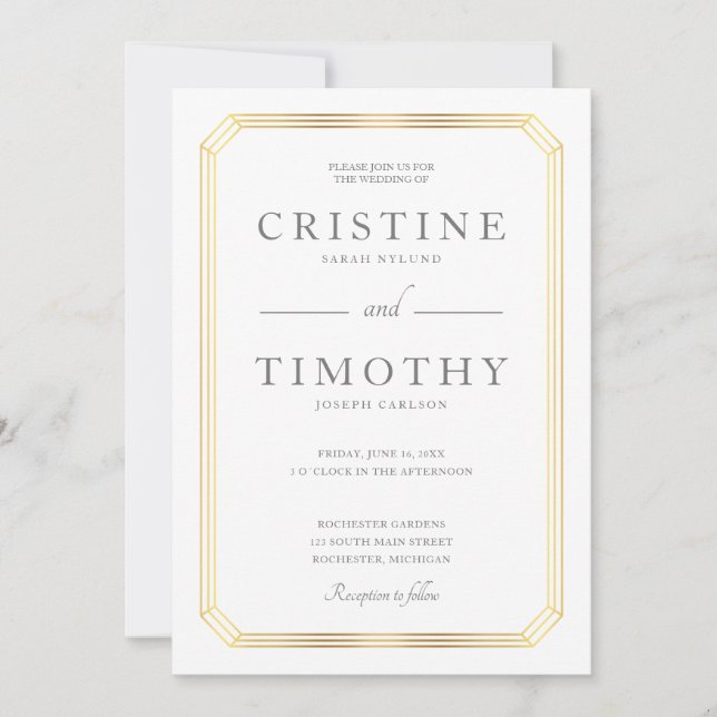 Elegant frame wedding invitation (Front)
