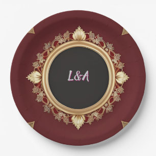 Elegant Frame With Ornate Floral Decoration Paper Plate