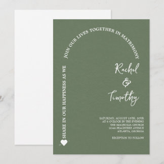 Elegant Framed in Faith Lawn Green Wedding Invitation