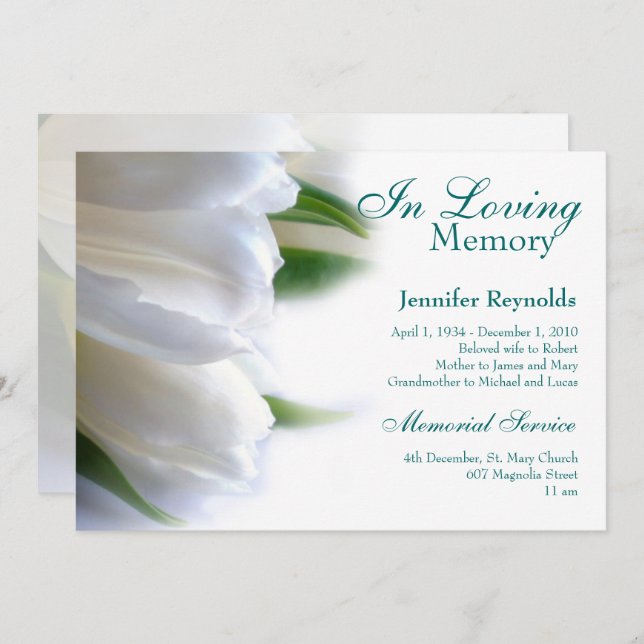 Elegant Framed Photo Memorial Funeral Service Invitation (Front/Back)