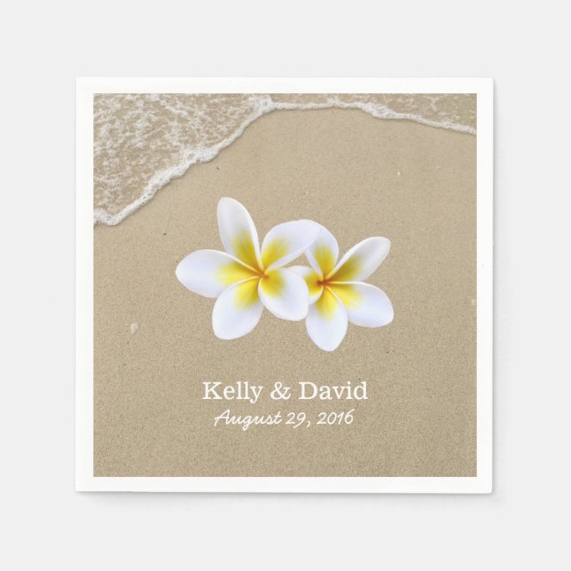 Elegant Frangipani Flowers Beach Wedding Napkin (Front)