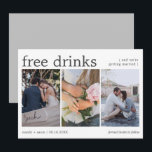 Elegant Free Drinks Three Photo Wedding Save The Date<br><div class="desc">Announcing your special day in style has never been easier with our Elegant Free Drinks Three Photo Wedding Save the Date. This sophisticated card combines timeless elegance with a touch of modern flair, creating a stunning invitation that will leave your guests eagerly counting down the days until your wedding celebration....</div>