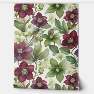 Elegant Freesia Floral Purple Watercolor Wallpaper