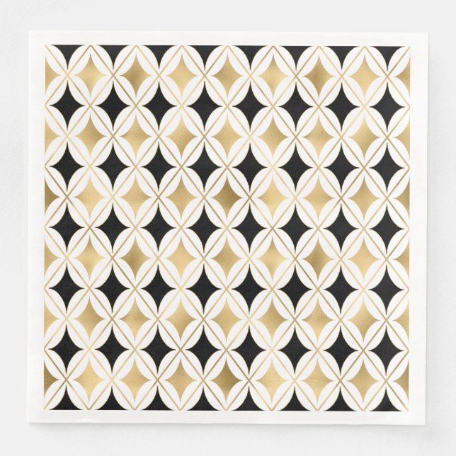 Elegant French Black Gold Classic Glam Napkin (Front)