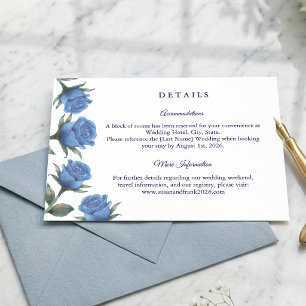 Elegant French Blue Rose Watercolor Wedding Enclosure Card
