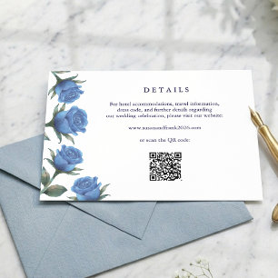 Elegant French Blue Rose Watercolor Wedding Enclosure Card