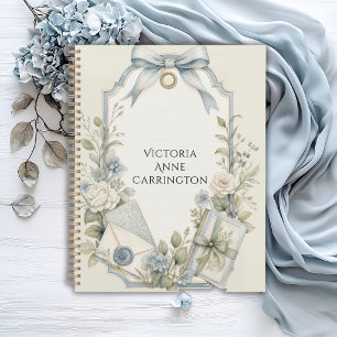 Elegant French Blue Sage Floral Personalised  Planner