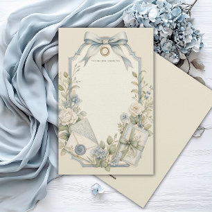 Elegant French Blue Sage Floral Personalised  Stationery