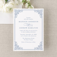Elegant French Blue Vintage Ornate Frame Wedding