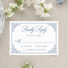 Elegant French Blue Vintage Ornate Frame Wedding