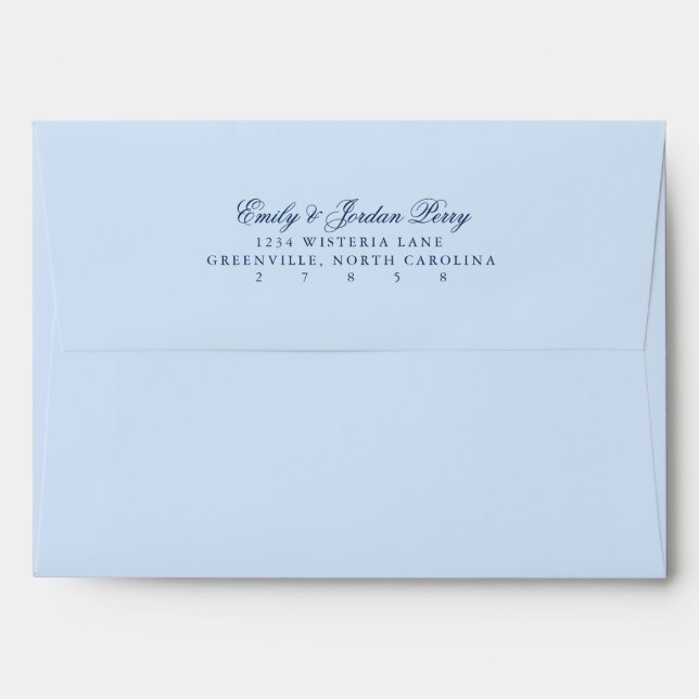 Elegant French Blue Wedding Envelope (Back (Top Flap))
