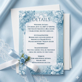 Elegant French Blue White Floral Shabby Chic Decor Enclosure Card