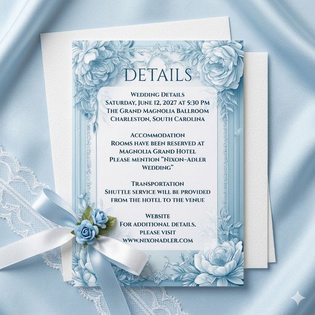 Elegant French Blue White Floral Shabby Chic Decor Enclosure Card (Elegant French Blue White Floral Shabby Chic Decor Enclosure Card)