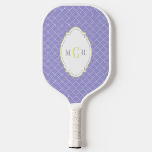 Elegant French Blue Yellow white Trellis Monogram Pickleball Paddle