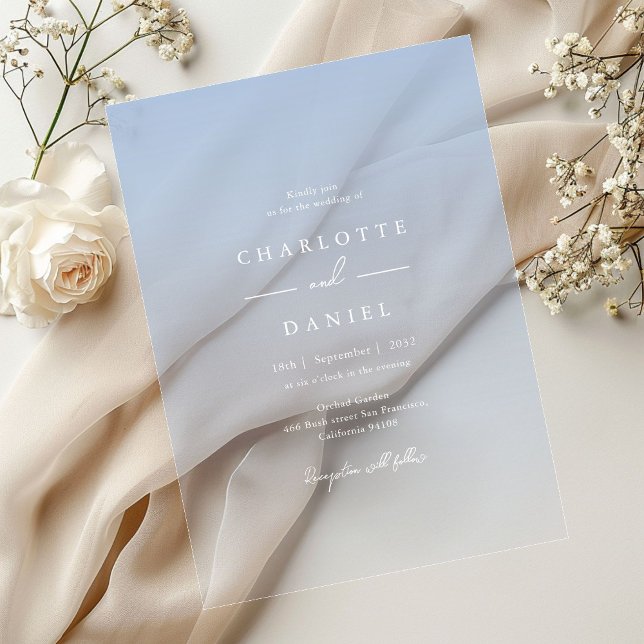 Elegant French BlueGradient Acrylic Wedding Acrylic Invitations (Elegant French BlueGradient Acrylic Wedding Acrylic Invitations)