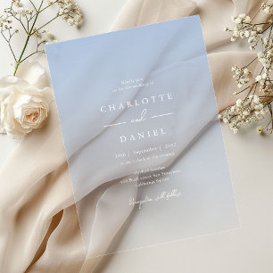 Elegant French BlueGradient Acrylic Wedding Invitations
