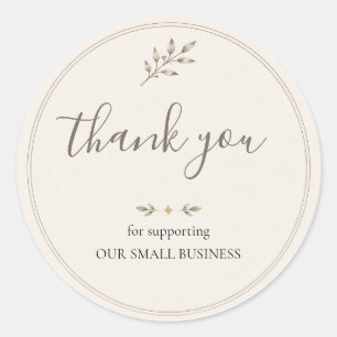 Elegant French Botanical Thank You Packaging Classic Round Sticker