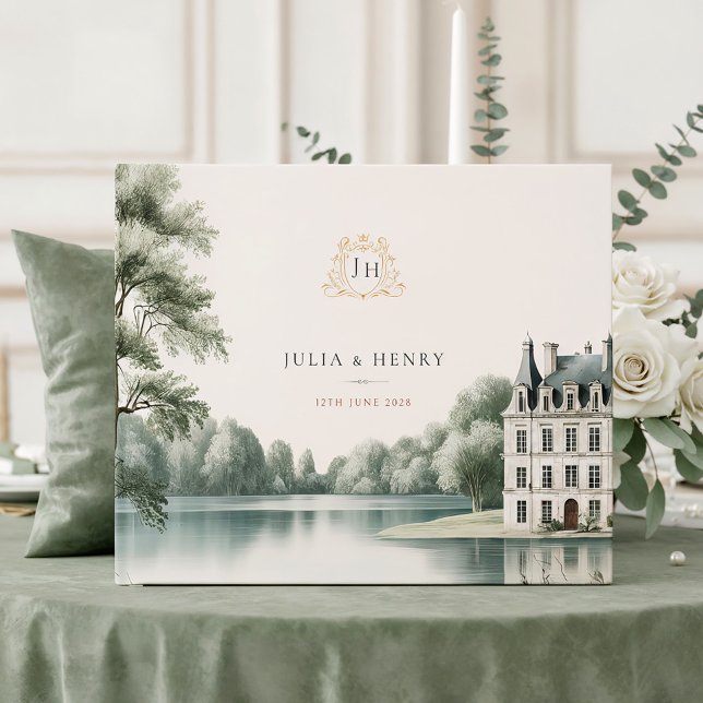 Elegant French Château Monogram Wedding Guest Book (Creator Uploaded)
